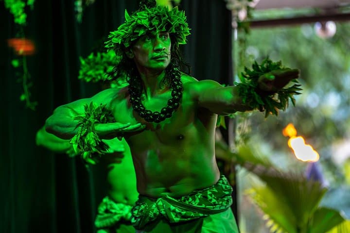 Roland dancing Hawaiian Kahiko